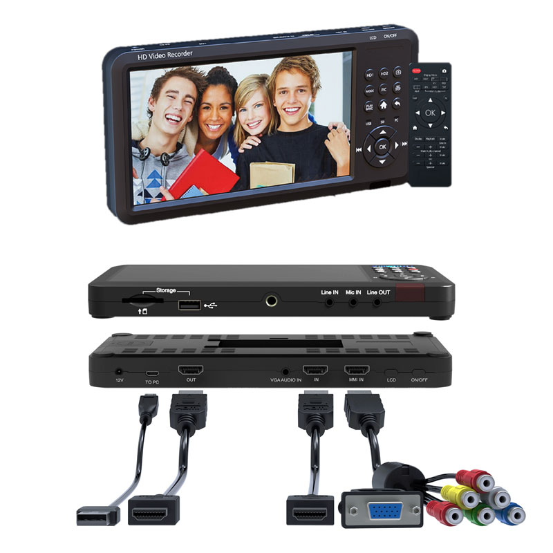 7”Panel Portable Video Recorder HDMI/VGA/YPbPr/AV/S-VIDEO