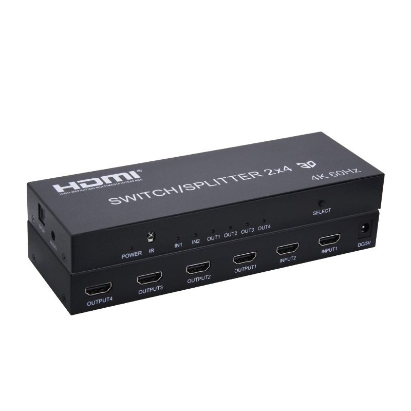 HDMI 2.0 Switch Splitter 2x4 4K60Hz